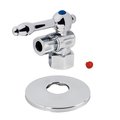 Kingston Brass 1/2" FIPx3/8" OD Comp Quarter-Turn Angle Stop Valve W/ Flange, Chrome CC43101KLK